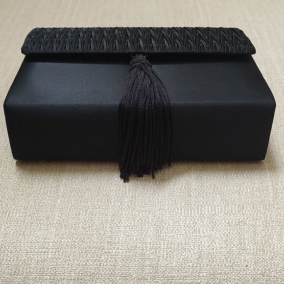 Vintage Sears Black Tassel Evening Shoulder Bag Clutch NWT - Picture 4 of 9